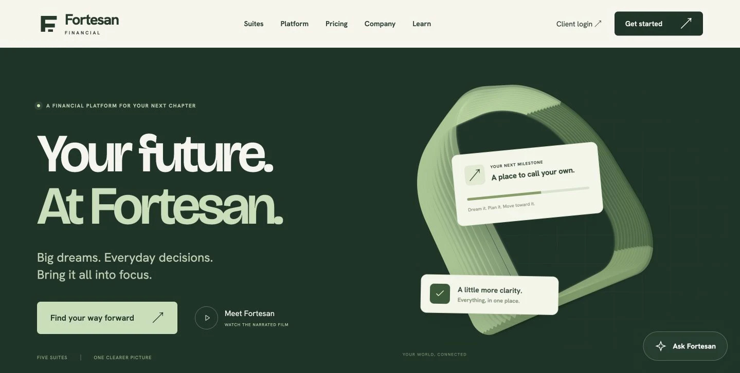 The live Fortesan website designed and built by Webivelo